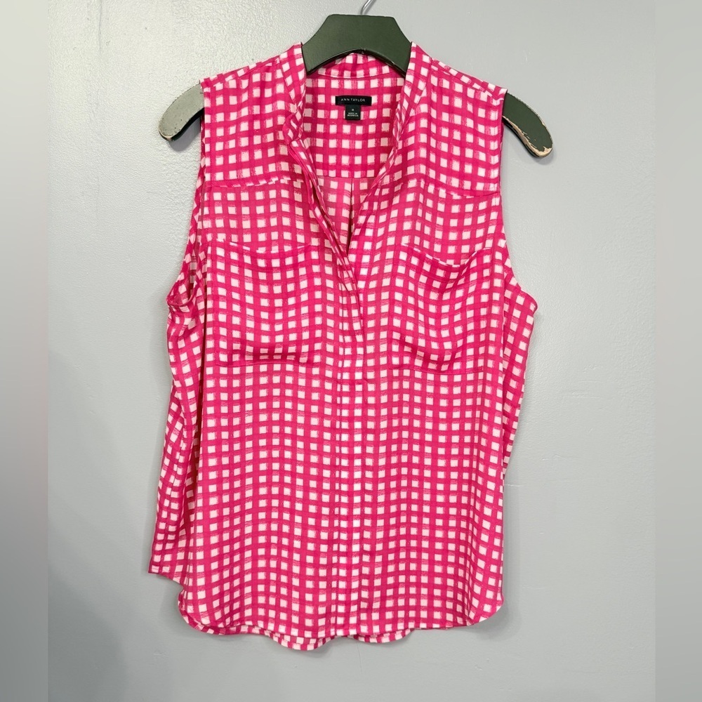 #12) Pink Checkered Sleeveless Top